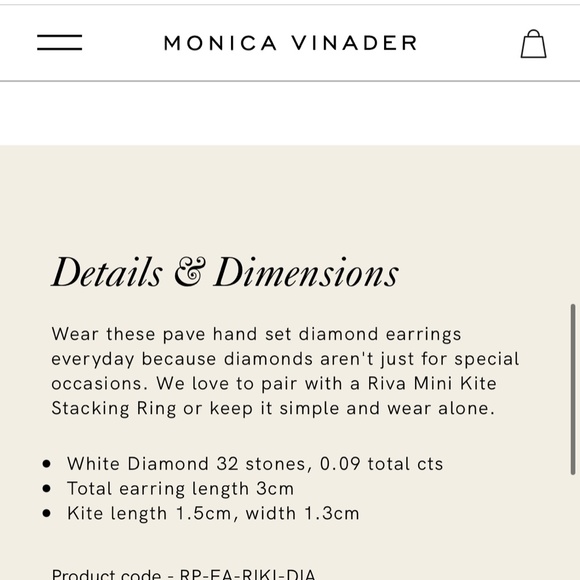 Monica Vinader Diamond Riva Kite Drop Earrings - Picture 7 of 7